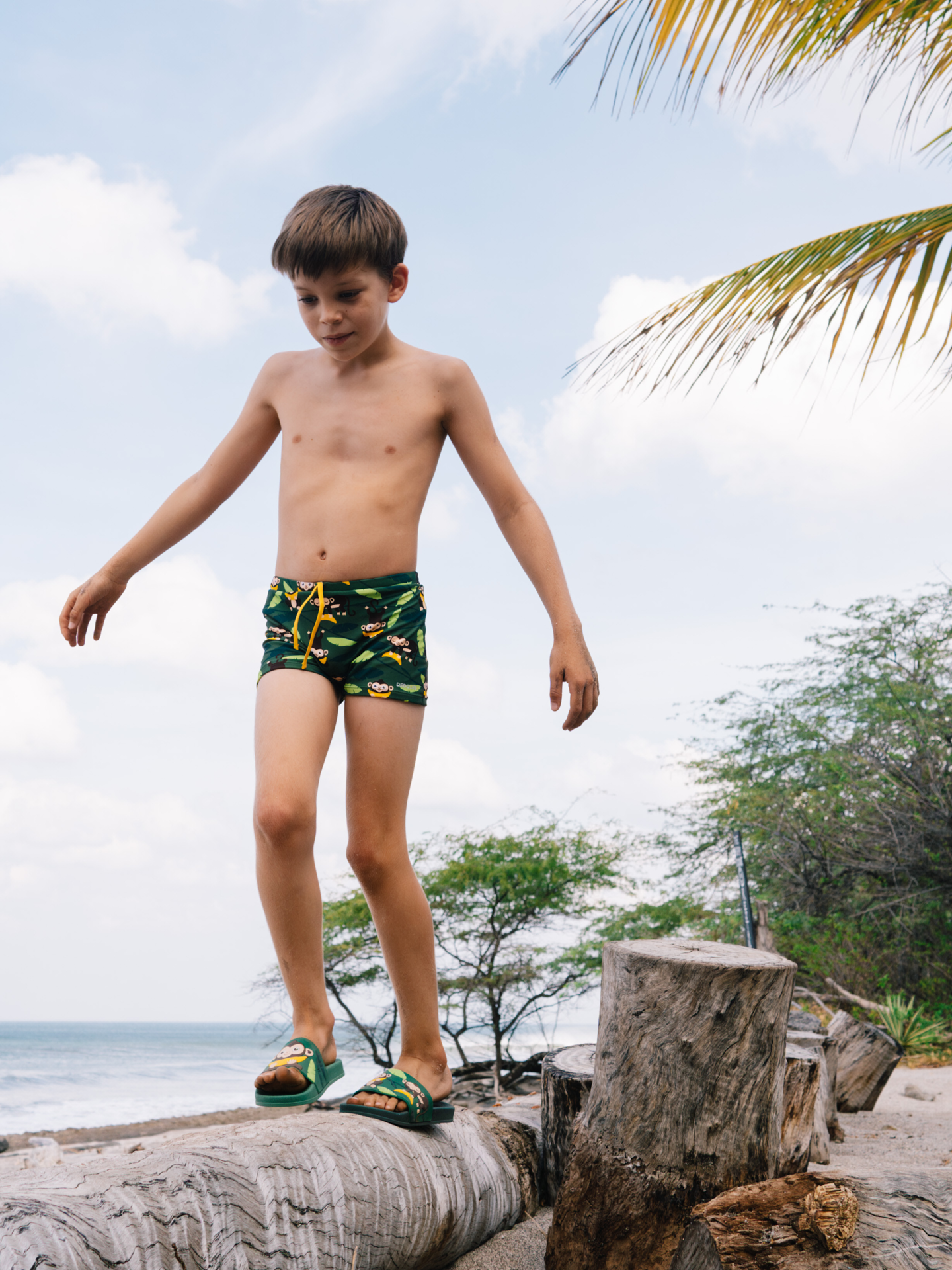 Kids' Elastic Swim Shorts Monkey in the Jungle