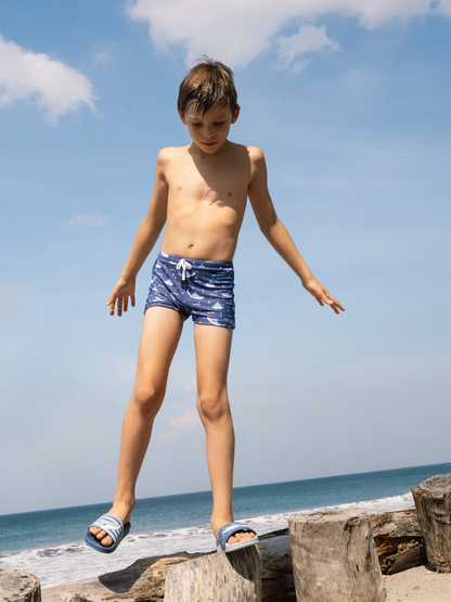 Kids' Elastic Swim Shorts Grey Shark