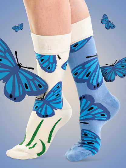 Bamboo Regular Socks Blue Butterfly