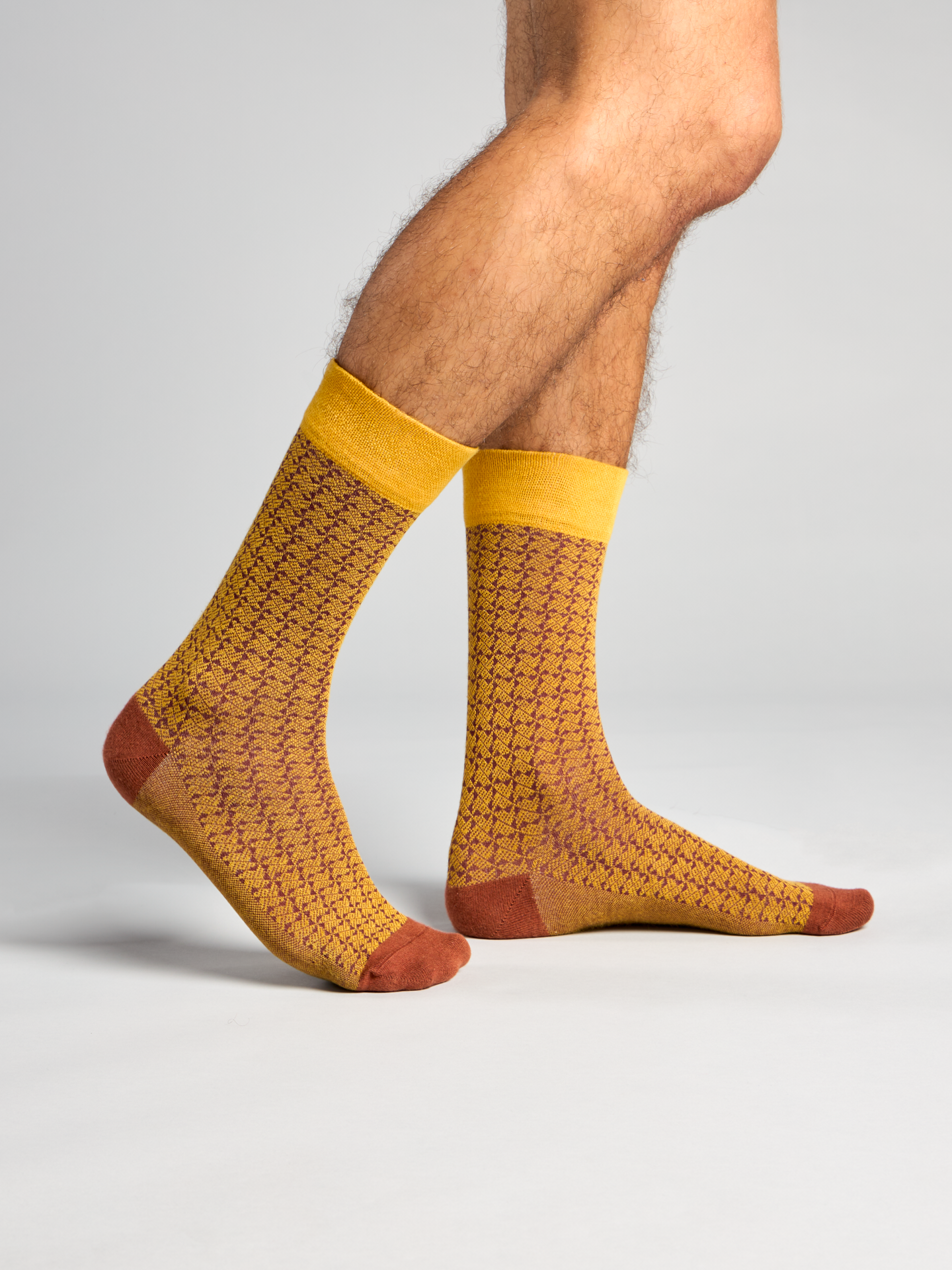 Burgundy & Yellow Pattern Socks