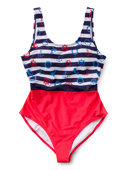 One-piece Swimsuit Sailor Stripes