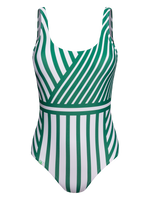 One-piece Swimsuit Green Stripes
