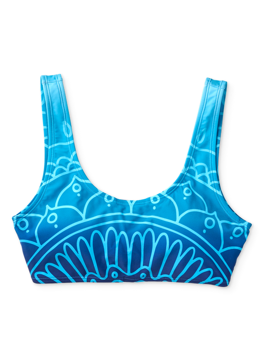 Sporty Bikini Top Aqua Mandala