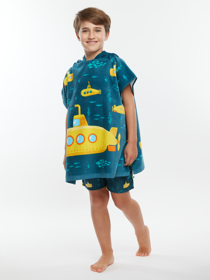 Kids' Towelling Poncho Yellow Submarine
