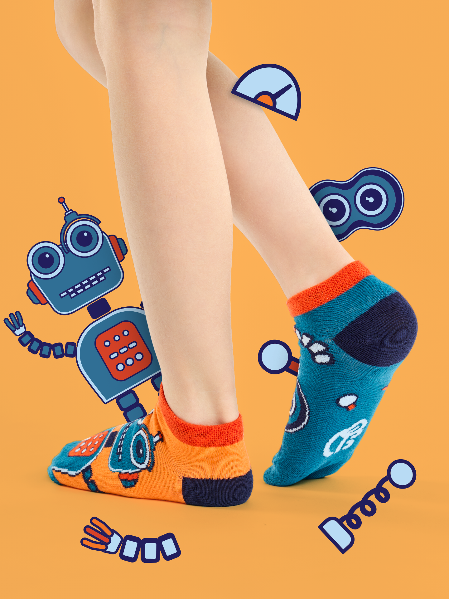 Kids' Ankle Socks Robot