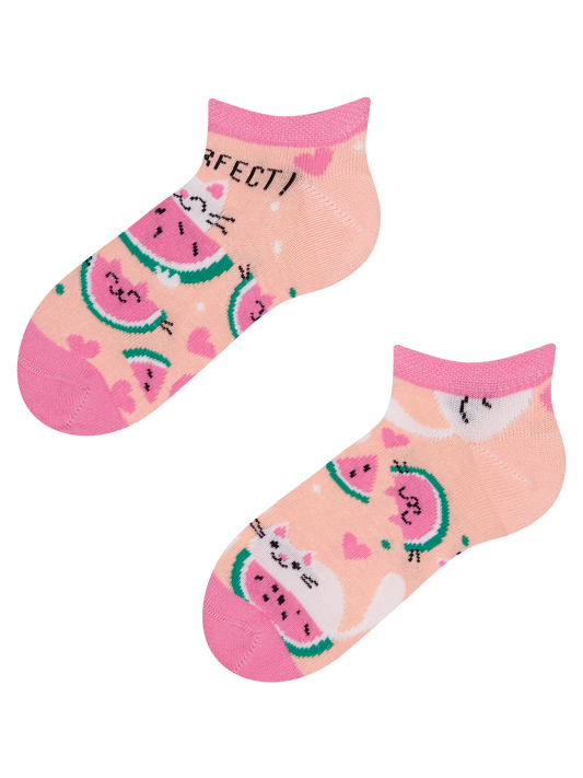 Kids' Ankle Socks Watermelon Cat