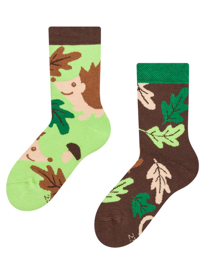 Kids' Warm Socks Hedgehog & Leaves