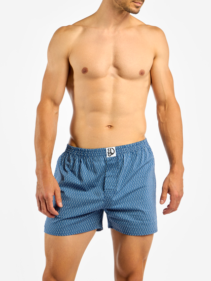 Blue & Grey Men's Pattern Boxer Shorts