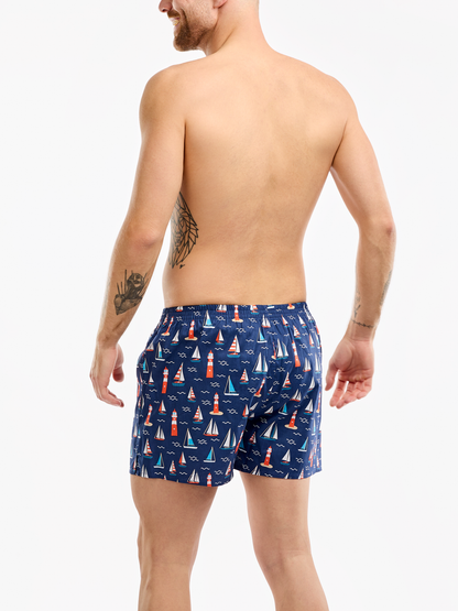 Men's Boxer Shorts Lighthouse & Sailboats