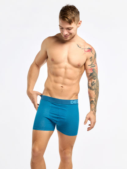 Emerald Blue Men's Patterned Trunks