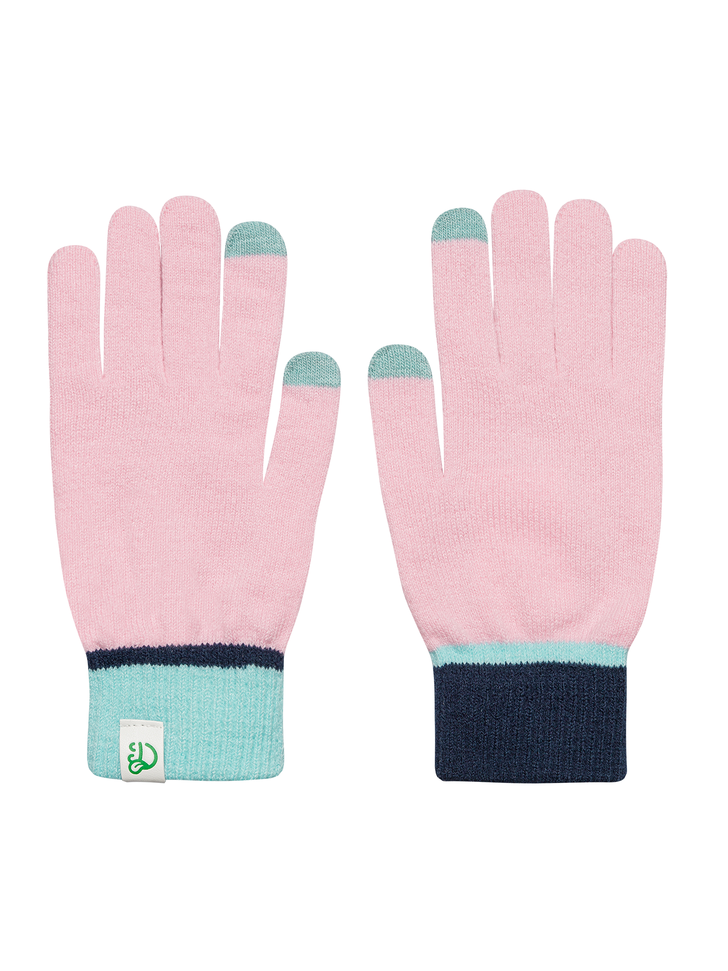 Light Pink & Blue Knitted Gloves