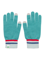 Turquoise & Red Knitted Gloves