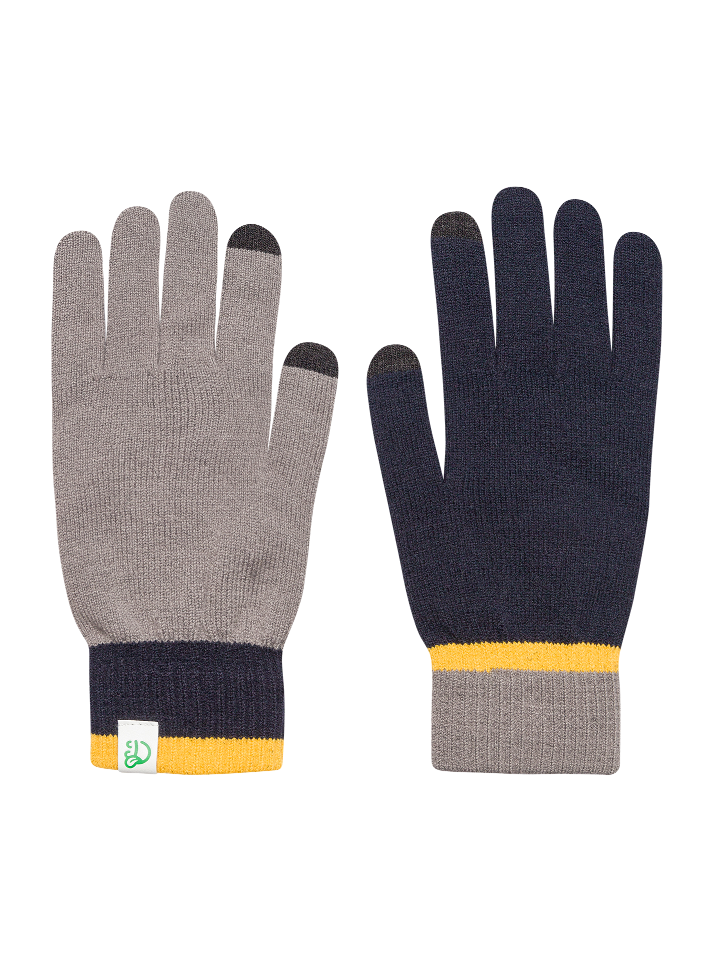 Dark Blue & Grey Knitted Gloves