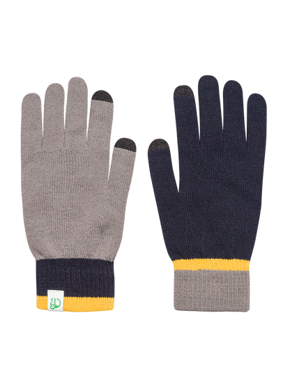Dark Blue & Grey Knitted Gloves