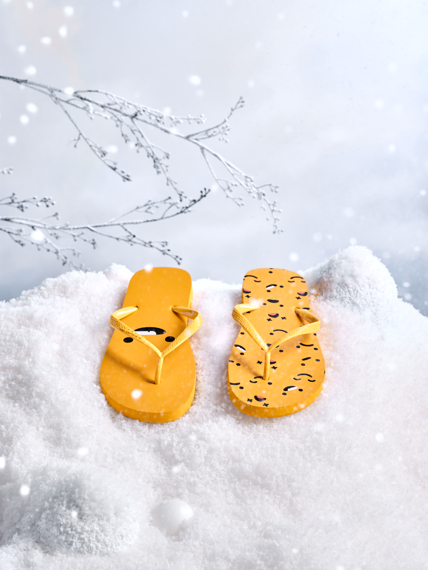 Flip Flops Yellow Smileys