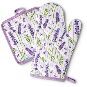 Kitchen Glove & Pot Holder Set Lavender Garden