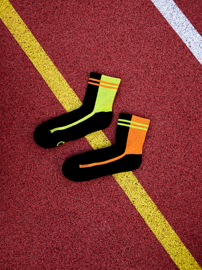 Active Crew Socks Lime & Orange Stripes