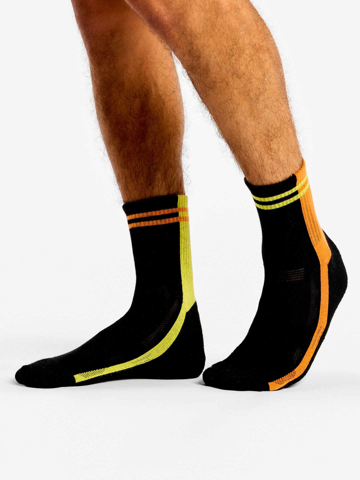 Active Crew Socks Lime & Orange Stripes