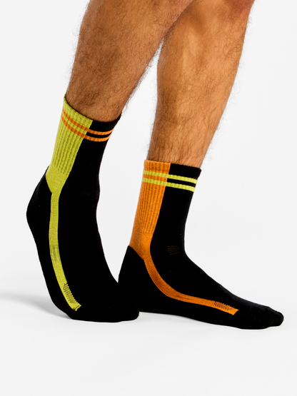 Active Crew Socks Lime & Orange Stripes