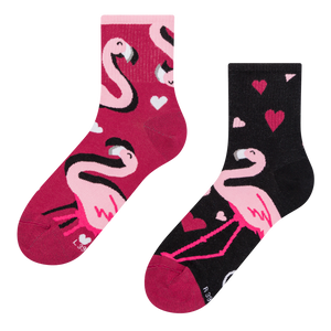 Crew Socks Flamingos & Hearts