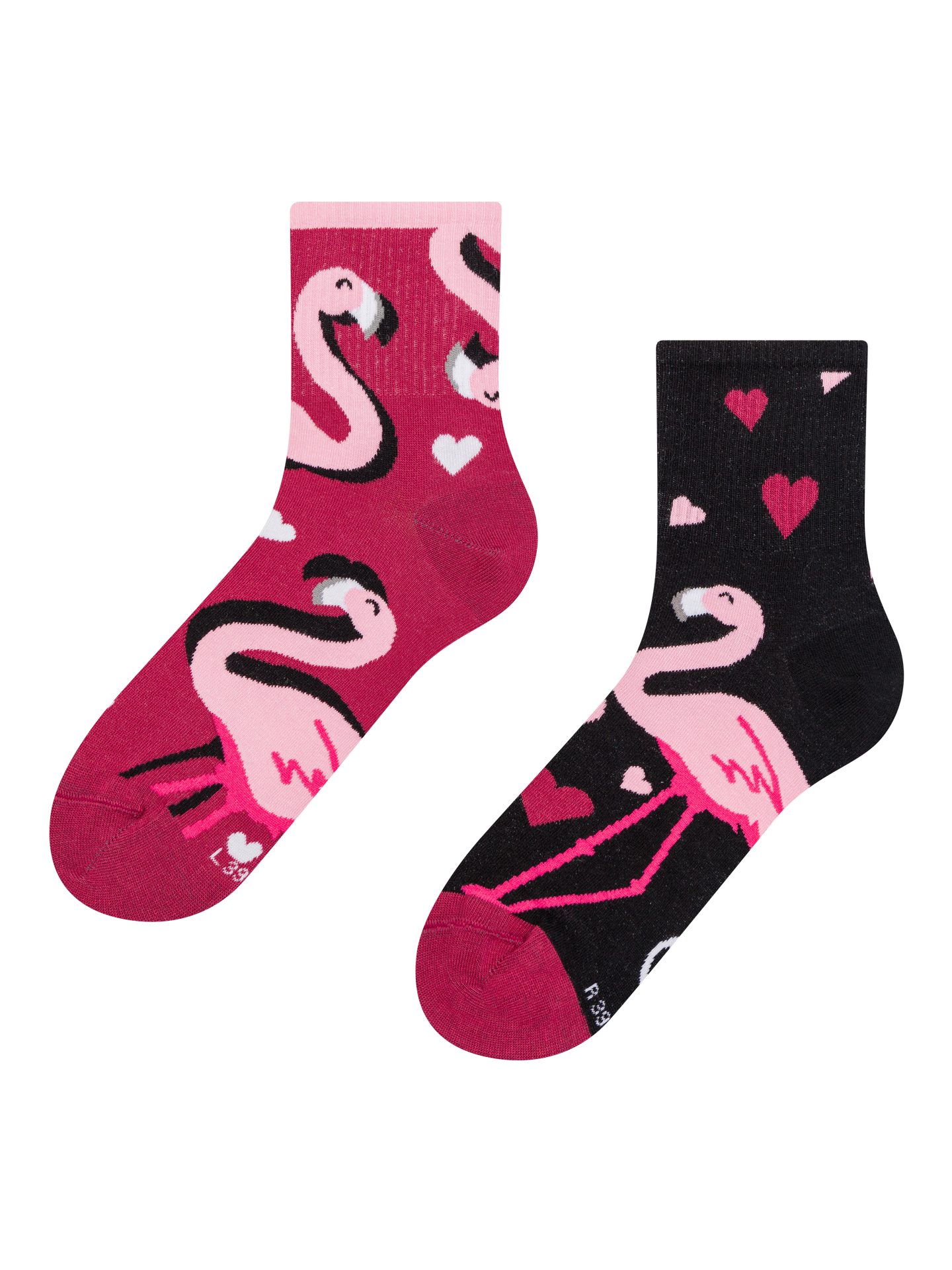 Crew Socks Flamingos & Hearts