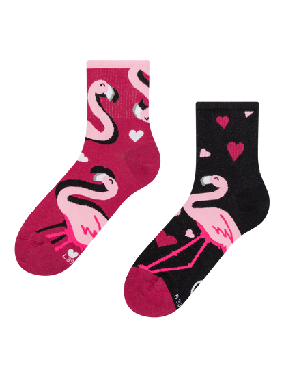 Crew Socks Flamingos & Hearts