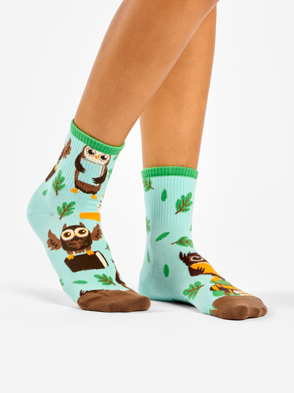 Crew Socks Owl & Books