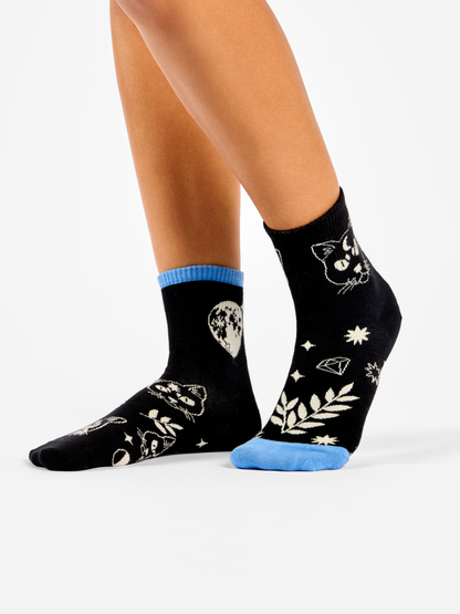 Crew Socks Cat & Moon