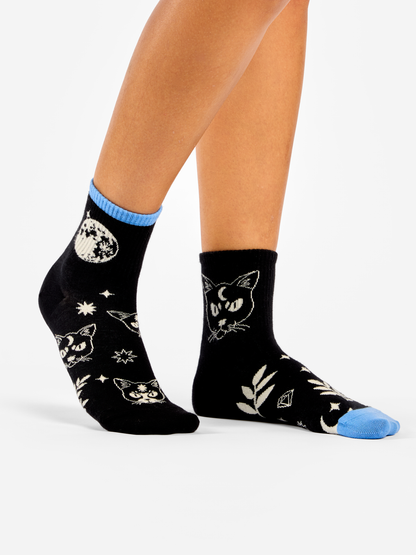 Crew Socks Cat & Moon