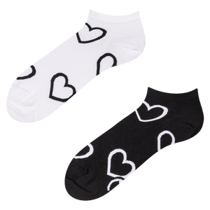 Ankle Socks Black & White Hearts