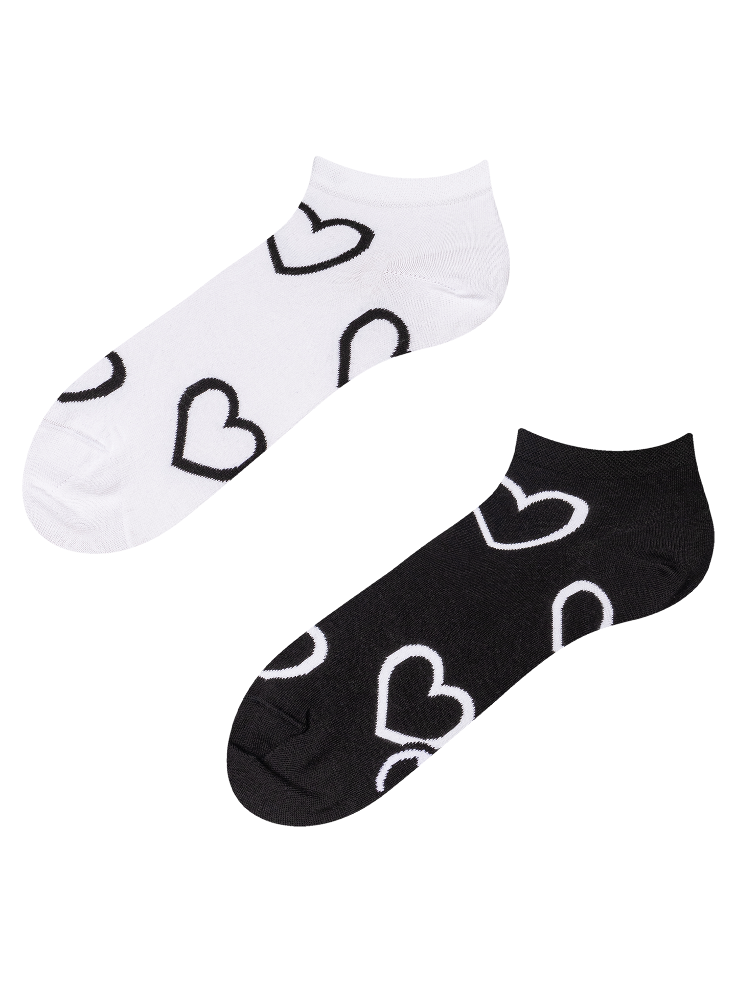 Ankle Socks Black & White Hearts