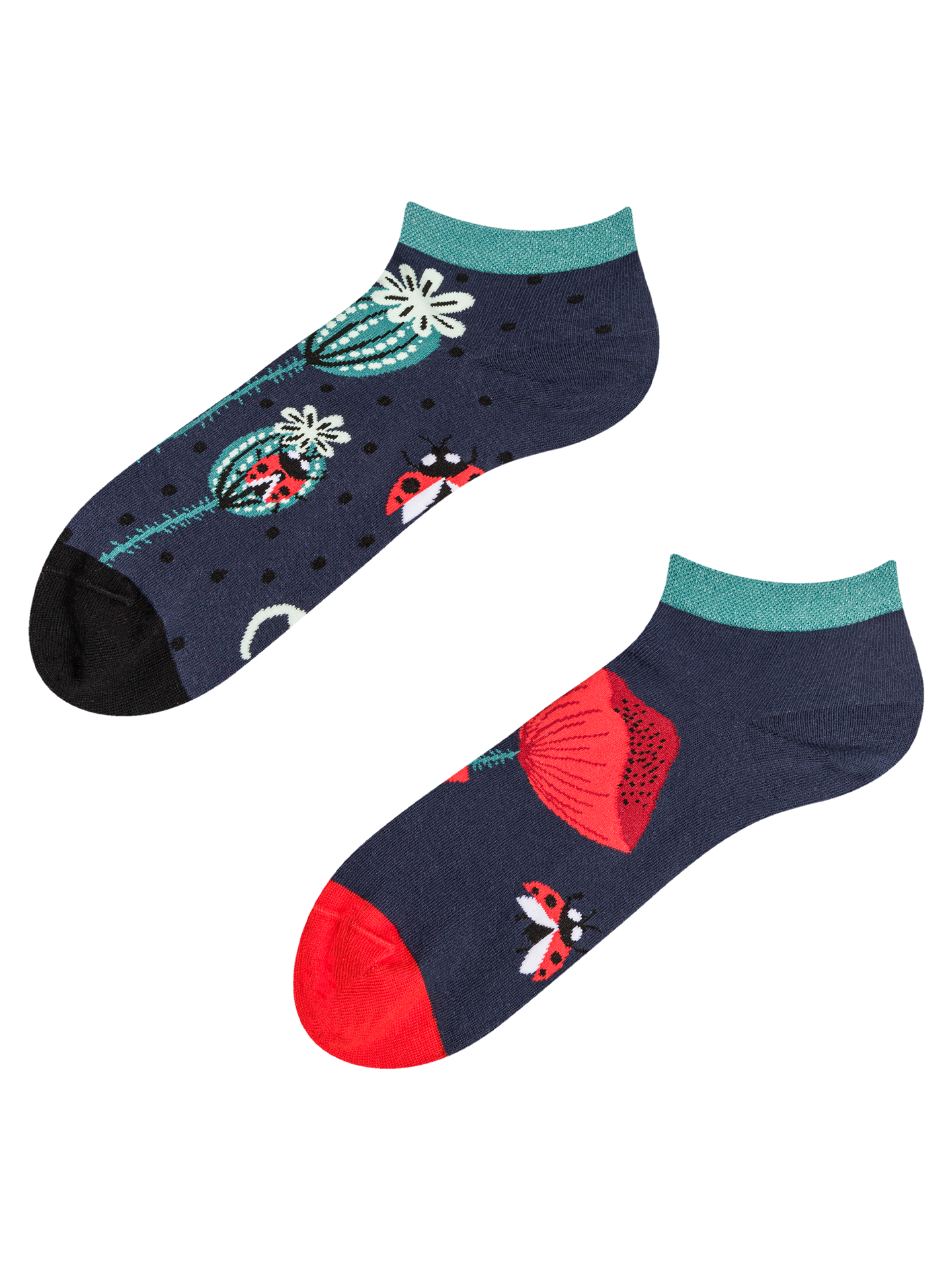 Ankle Socks Ladybugs & Poppy Flowers