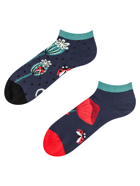 Ankle Socks Ladybugs & Poppy Flowers