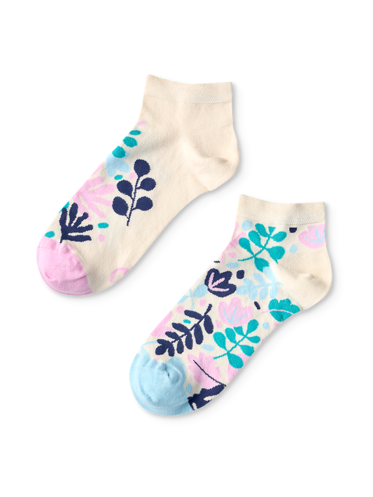 Ankle Socks Turquoise Leaves