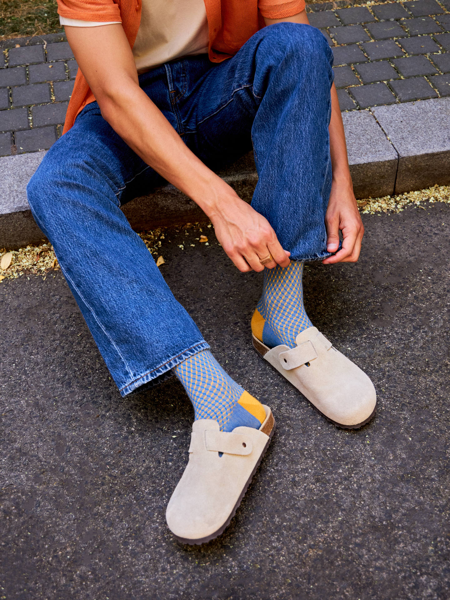 Blue & Yellow Pattern Socks