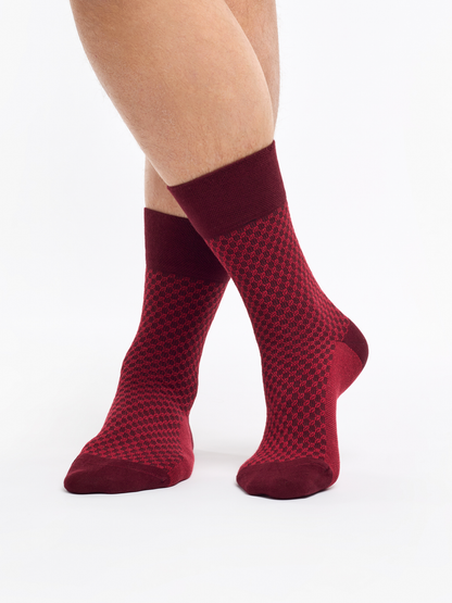 Brown & Red Jacquard Socks