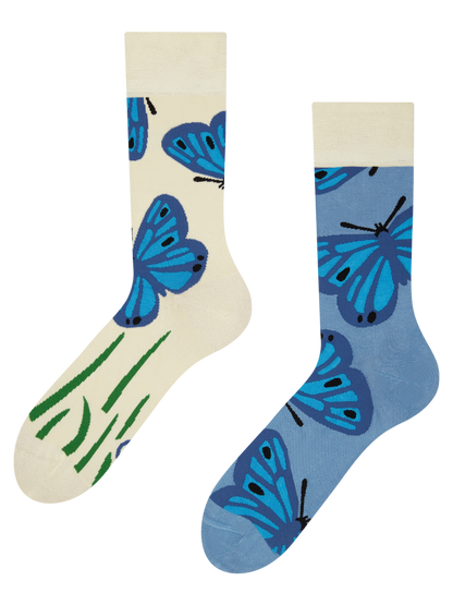 Bamboo Regular Socks Blue Butterfly
