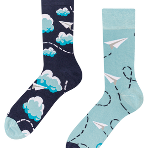 Bamboo Regular Socks Paper Planes & Clouds