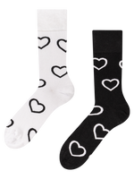 Bamboo Regular Socks Black & White Hearts