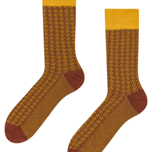 Burgundy & Yellow Jacquard Socks