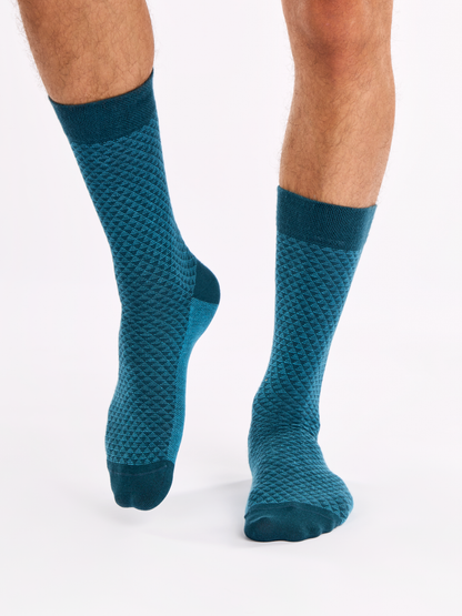 Emerald Blue Jacquard Socks