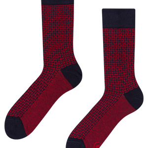 Blue & Red Jacquard Socks