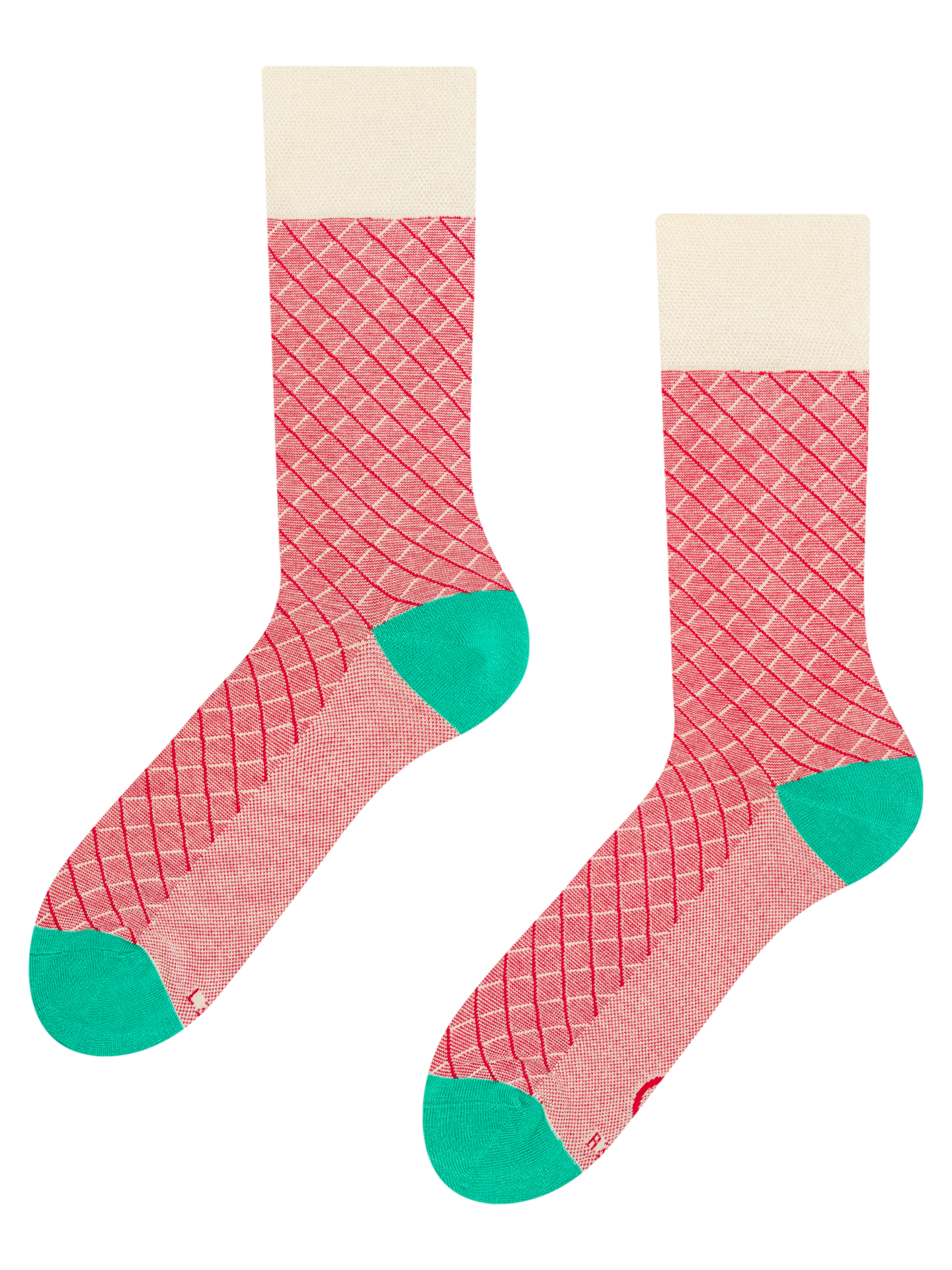 Turquoise & Red Pattern Socks