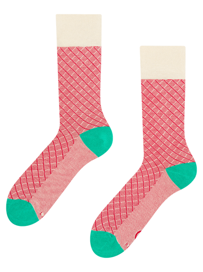 Turquoise & Red Pattern Socks