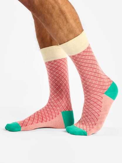 Turquoise & Red Pattern Socks