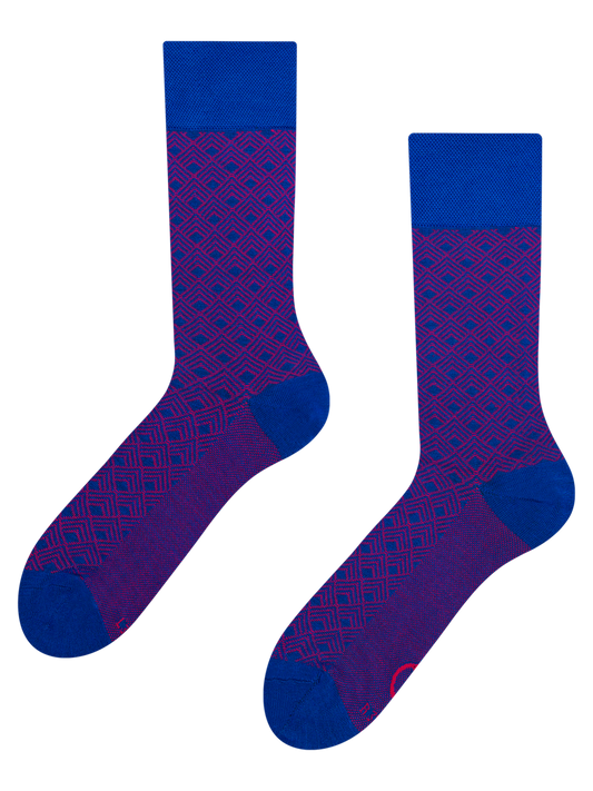 Blue & Magenta Jacquard Socks