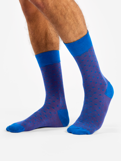 Blue & Magenta Pattern Socks