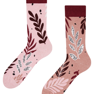 Recycled Cotton Socks Pink Leaves