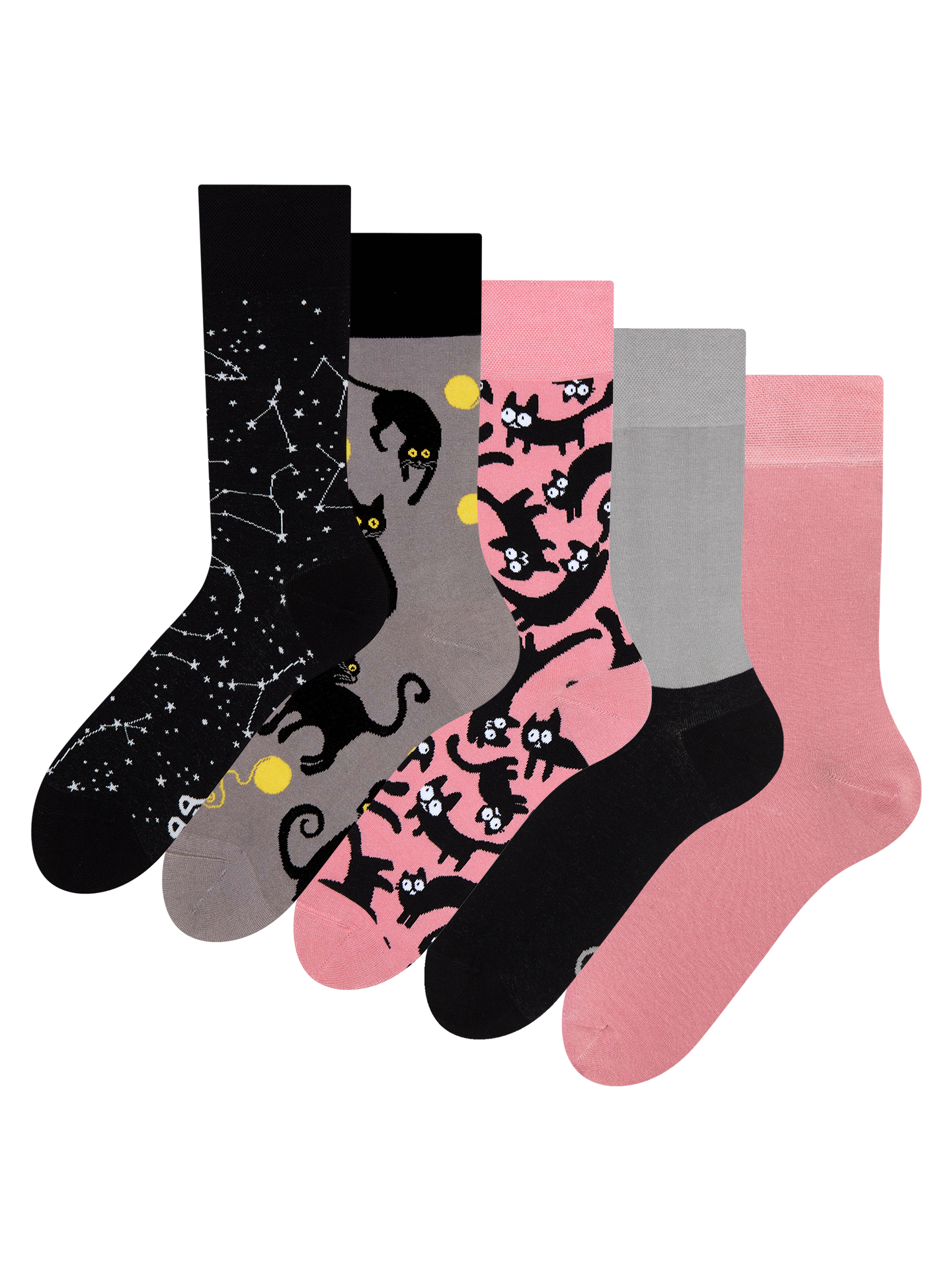 Regular Socks 5-Pack Pink Cats