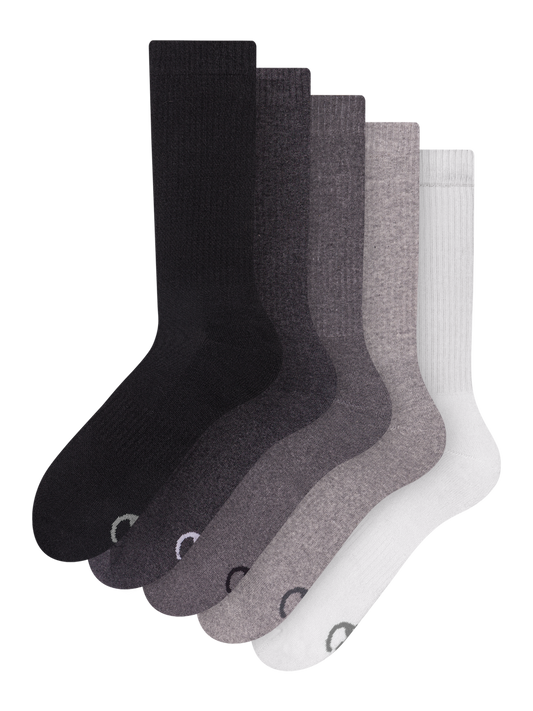 Sports Socks 5-Pack Black & White Classic